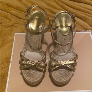 Michael Kors gold snakeskin espadrilles